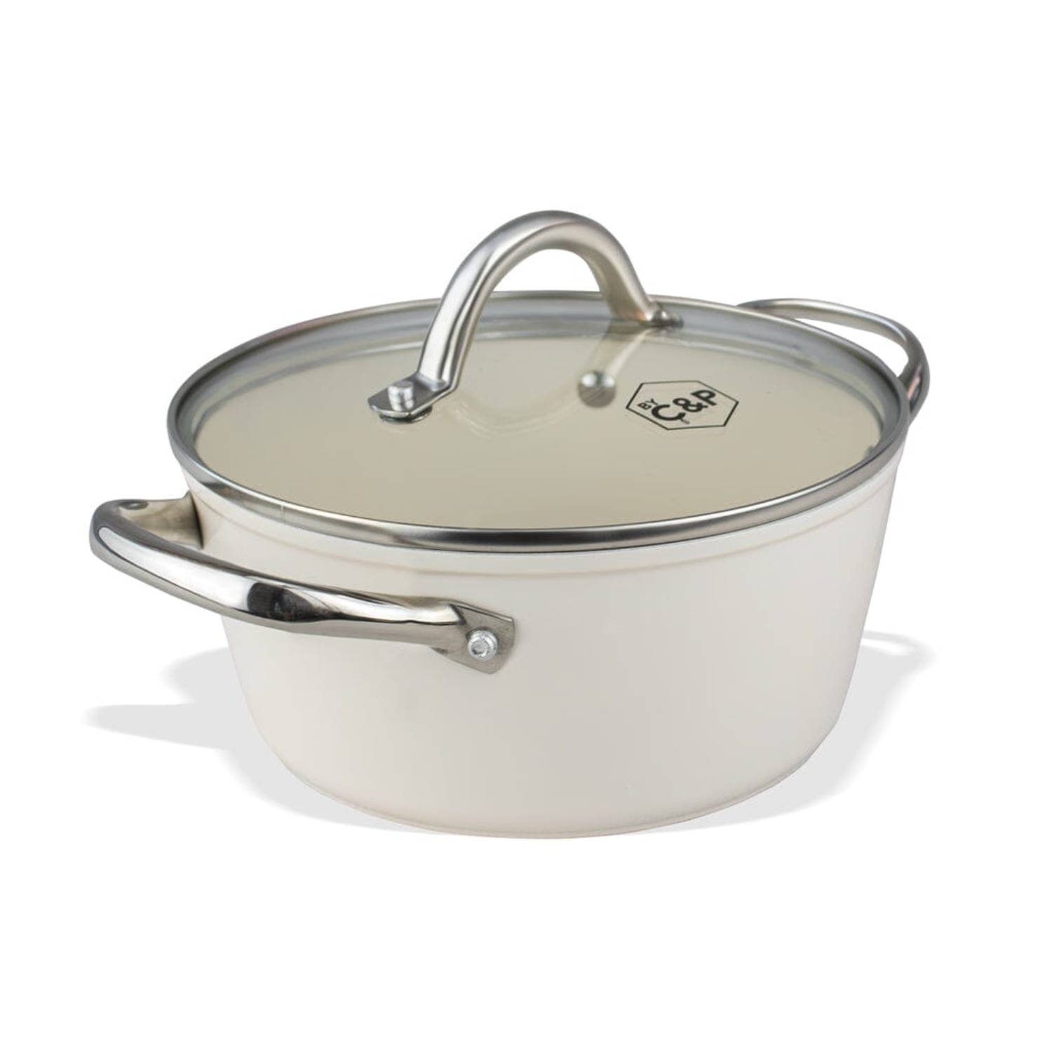 BY C&P - Go Ivory Kookpot met deksel 24 cm - Inductie - PFAS vrij - Vaatwasser en Oven geschikt