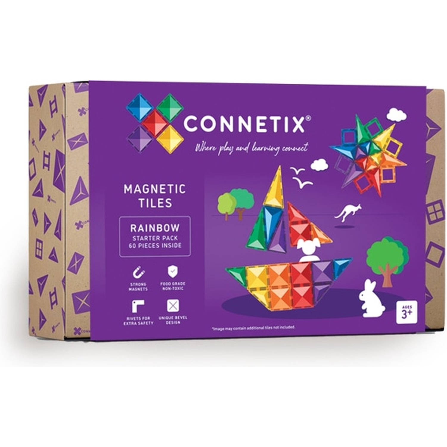 Connetix - Rainbow Starter Pack 60 pc - sensory play - open einde speelgoed - magneten -