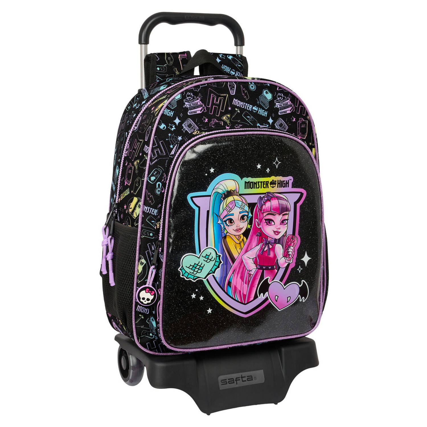 Schoolrugzak met Wielen Monster High Zwart 33 x 42 x 14 cm