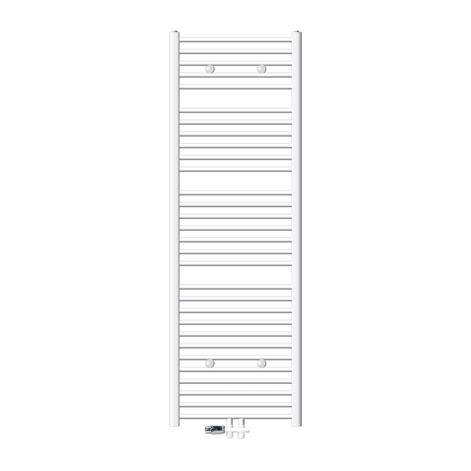 Badkamerradiator Sahara 600 x 1800 mm Wit gebogen + middenaansluiting