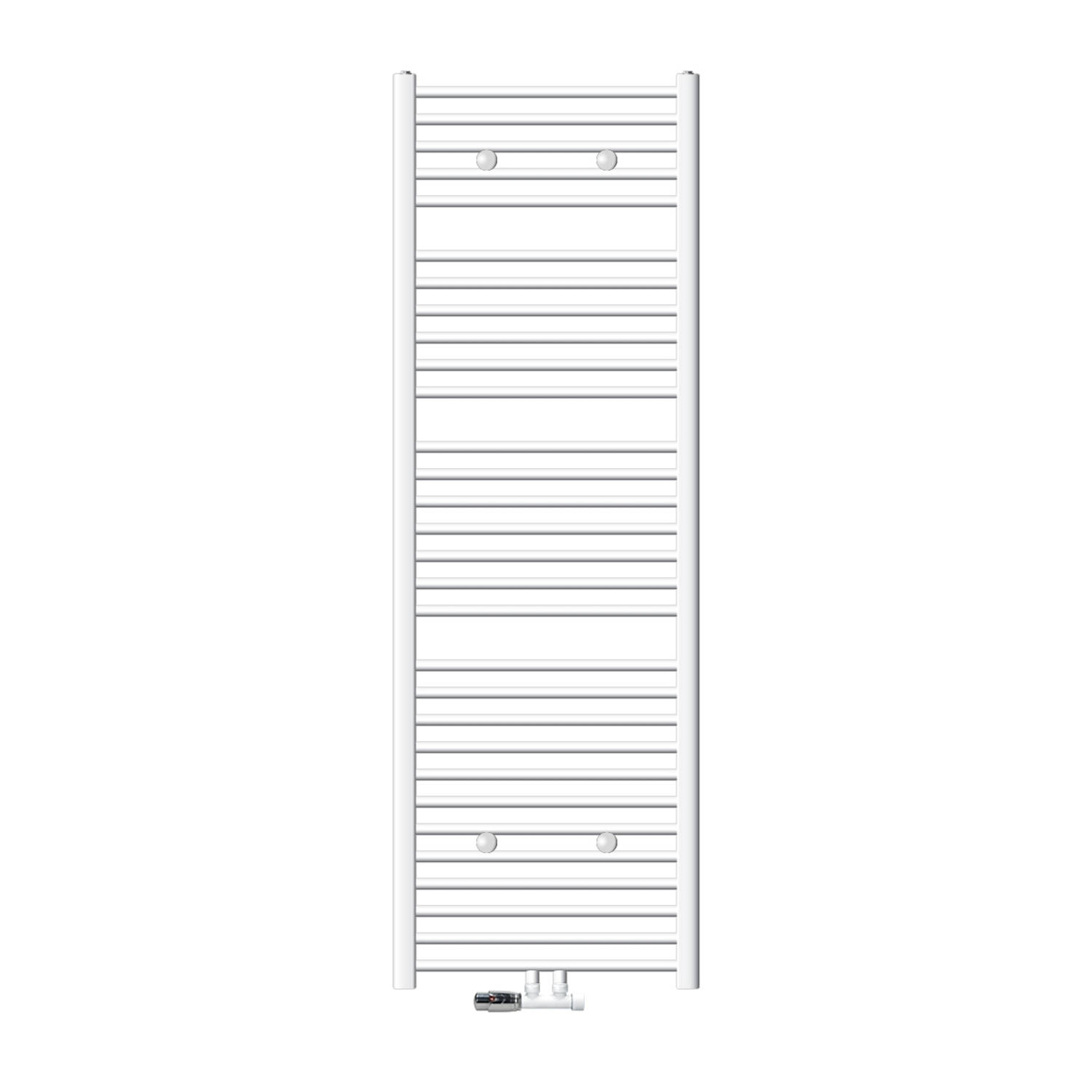 Badkamerradiator Sahara 600 x 1800 mm Wit gebogen + middenaansluiting