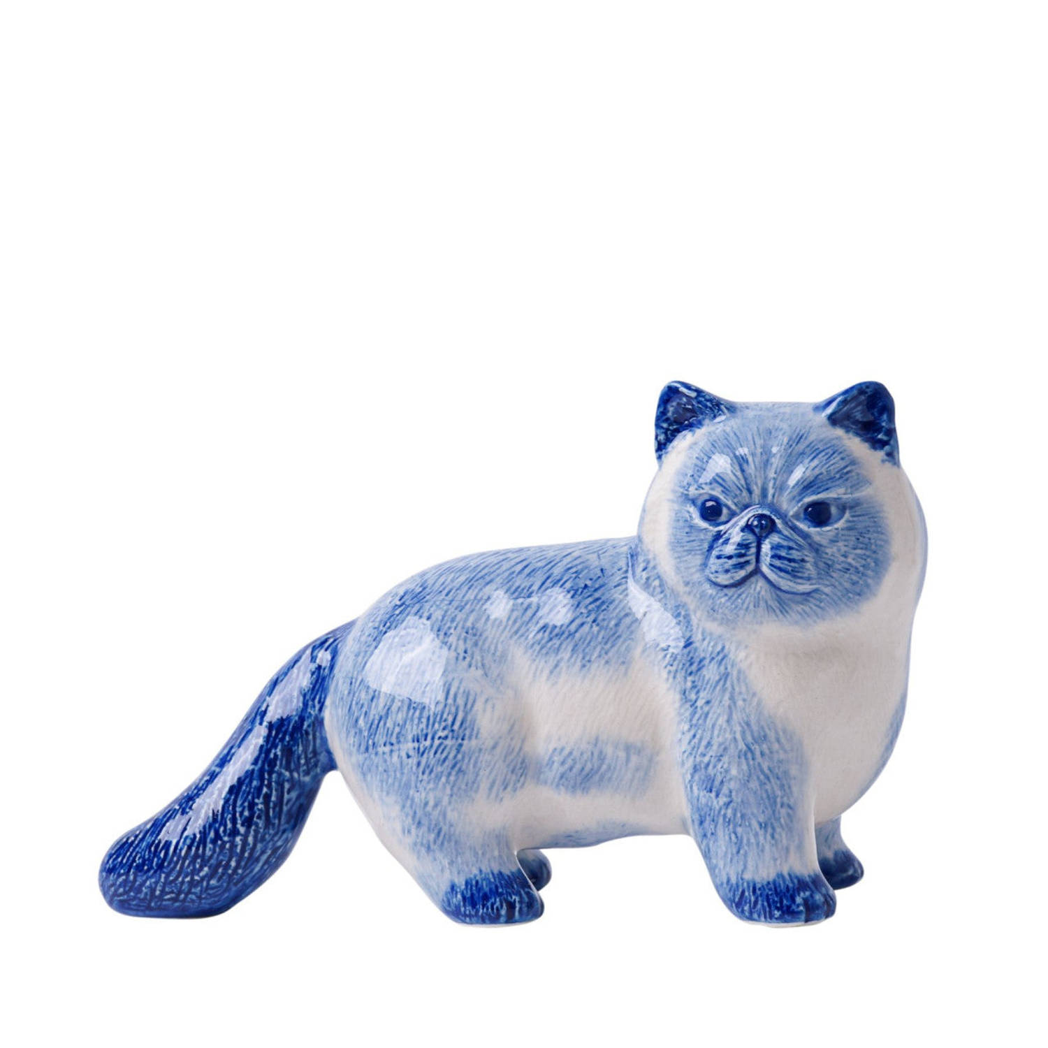 Heinen Delfts Blauw - Decoratief figuur 'Kat'