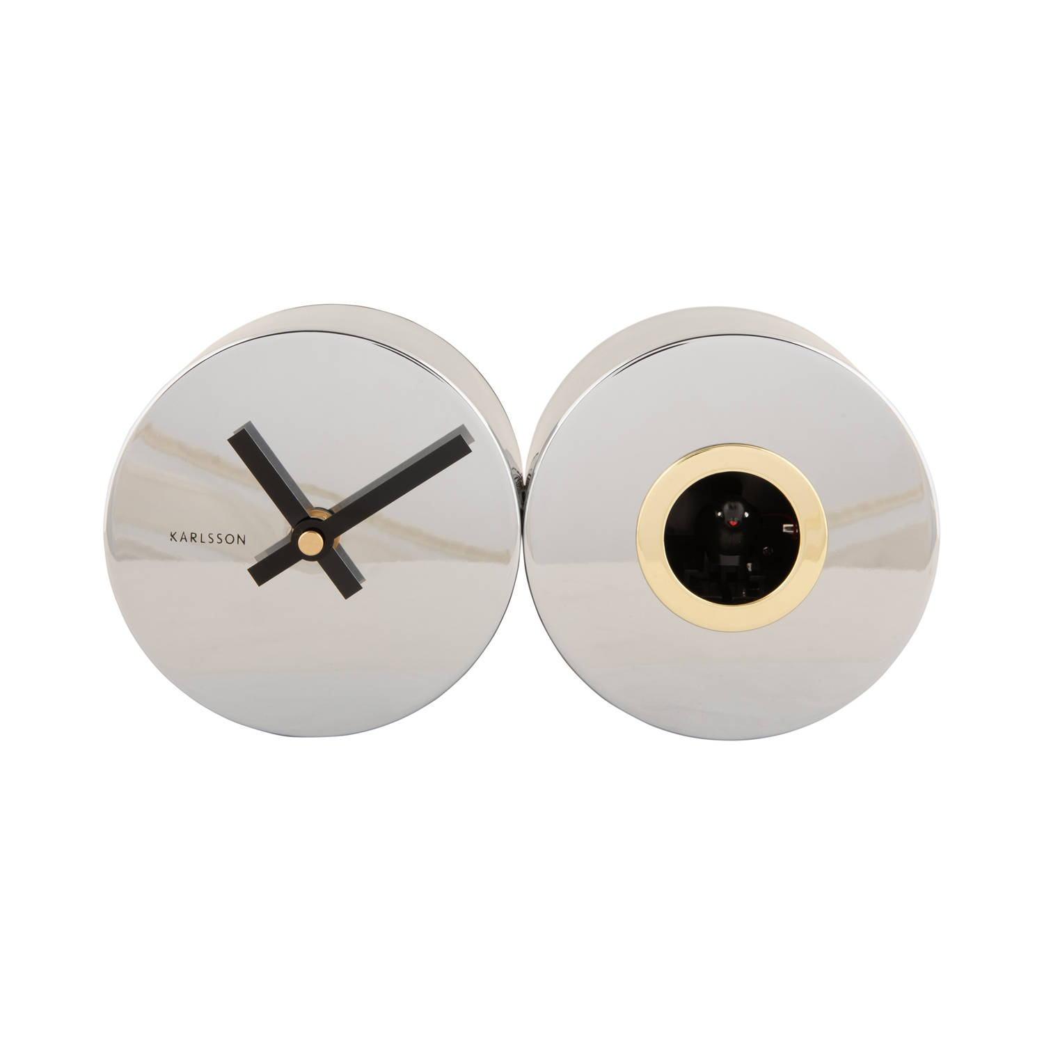 Karlsson - Wandklok Duo Cuckoo Plated - Chrome plated