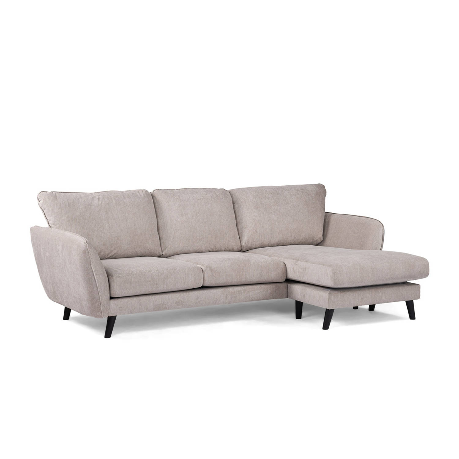 Chaise Longue Bank - Beige/Zwart - 3-Zits Rechts - Orinoco - Giga Meubel