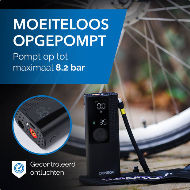 Donrox Ride F522 - Draagbare compressor bandenpomp fiets + Inclusief Onderdelenpakket