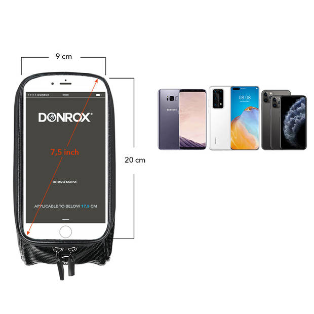 Donrox Ride F500 Mat - Fietstas + telefoonhouder voor de F511 & F522