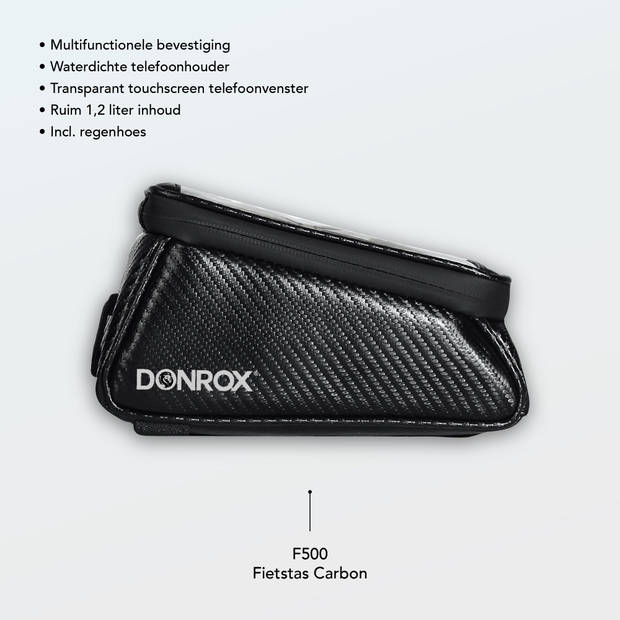 Donrox Ride F522 - Draagbare compressor bandenpomp fiets + Inclusief Fietstas Carbon