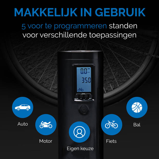 Donrox Ride F511 Premium - Draagbare compressor bandenpomp fiets - Inclusief Onderdelenpakket, Oplader & Fietstas Mat