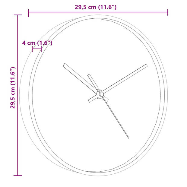 vidaXL Wandklok Ø29,5 cm polystyreen en glas goudkleurig en blauw