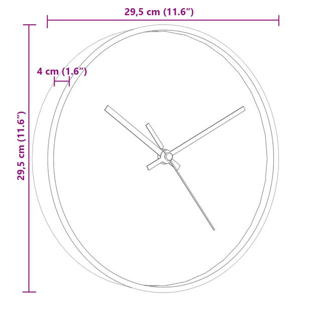 vidaXL Wandklok Ø29,5 cm polystyreen en glas goudkleurig en wit