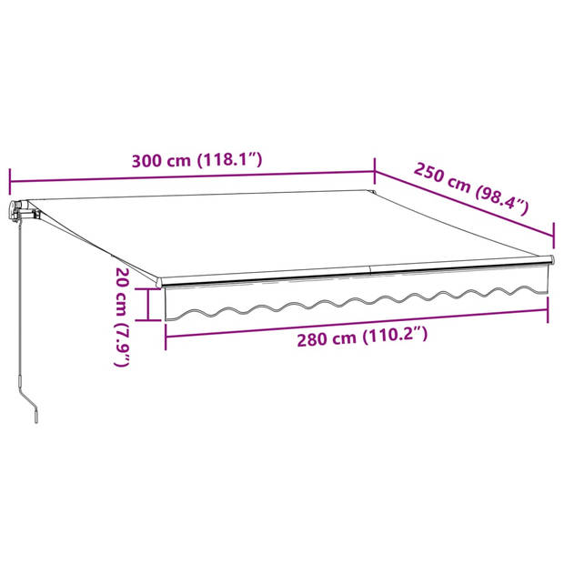 vidaXL Luifel handmatig uittrekbaar 300x250 cm antraciet en wit