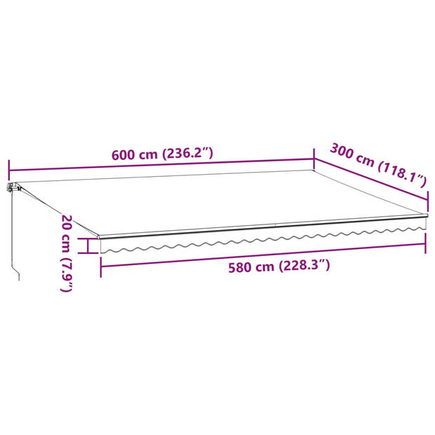 vidaXL Luifel handmatig uittrekbaar 600x300 cm bordeauxrood