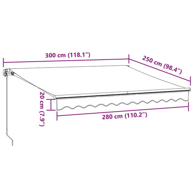 vidaXL Luifel handmatig uittrekbaar 300x250 cm bruin