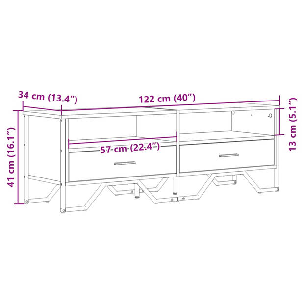 vidaXL Tv-meubel 122x34x41 cm bewerkt hout bruin eikenkleurig