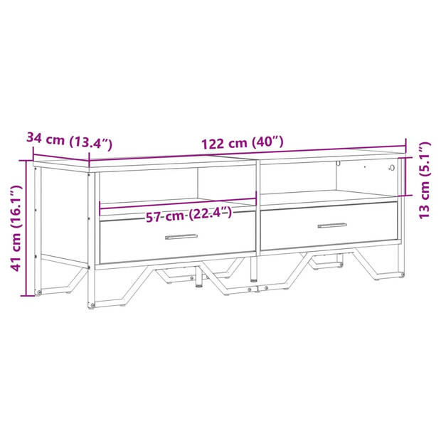 vidaXL Tv-meubel 122x34x41 cm bewerkt hout sonoma eikenkleurig