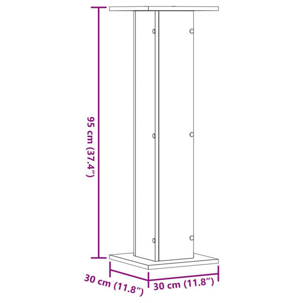 vidaXL Plantenstandaards 2 st 30x30x95 cm hout artisanaal eiken