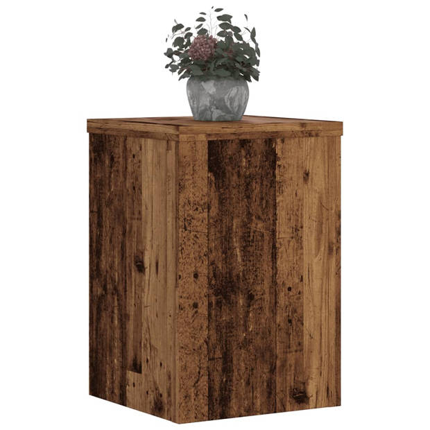 vidaXL Plantenstandaards 2 st 20x20x30 cm bewerkt hout oud houtkleurig