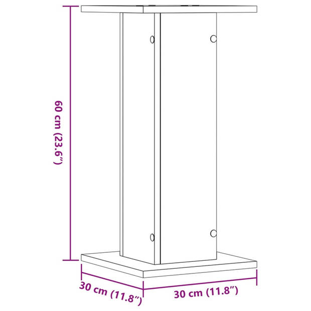 vidaXL Plantenstandaards 2 st 30x30x60 cm bewerkt hout oud houtkleurig