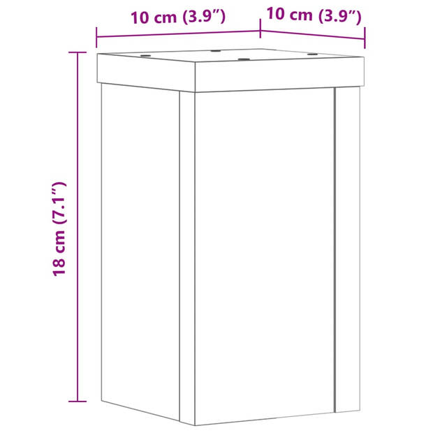 vidaXL Plantenstandaards 2 st 10x10x18 cm bewerkt hout wit