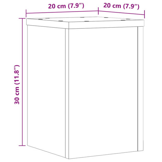 vidaXL Plantenstandaards 2 st 20x20x30 cm bewerkt hout bruin eiken