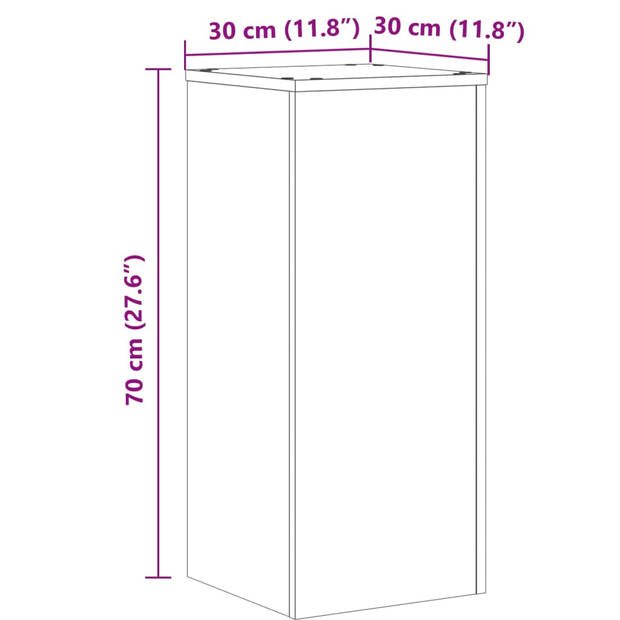 vidaXL Plantenstandaards 2 st 30x30x70 cm bewerkt hout zwart