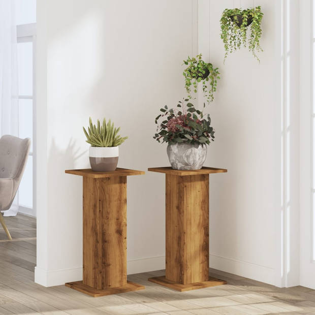 vidaXL Plantenstandaards 2 st 30x30x60 cm hout artisanaal eiken