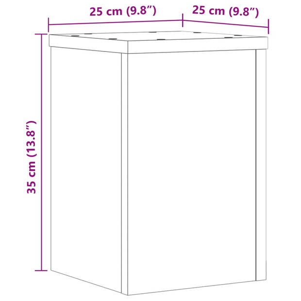 vidaXL Plantenstandaards 2 st 25x25x35 cm bewerkt hout zwart