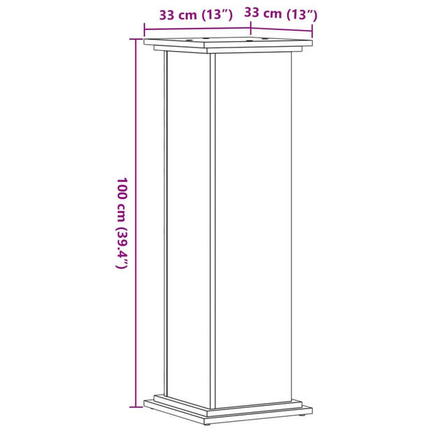 vidaXL Plantenstandaard 33x33x100 cm bewerkt hout sonoma eikenkleurig