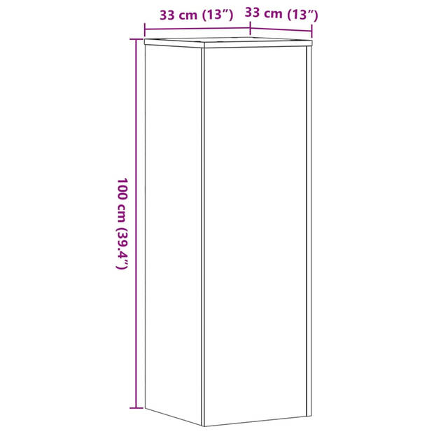 vidaXL Plantenstandaards 2 st 33x33x100 cm bewerkt hout wit