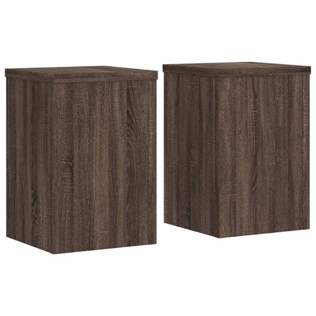 vidaXL Plantenstandaards 2 st 20x20x30 cm bewerkt hout bruin eiken