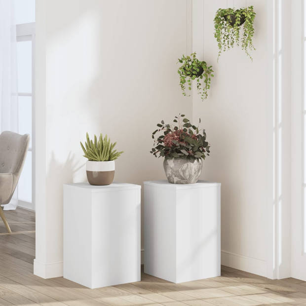 vidaXL Plantenstandaards 2 st 30x30x50 cm bewerkt hout wit