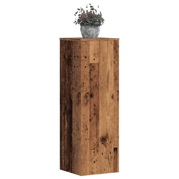 vidaXL Plantenstandaards 2 st 33x33x100cm bewerkt hout oud houtkleurig