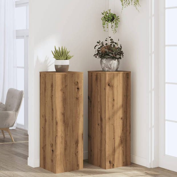 vidaXL Plantenstandaards 2 st 33x33x100 cm hout artisanaal eiken