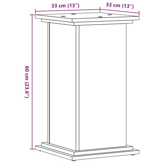 vidaXL Plantenstandaard 33x33x60 cm bewerkt hout wit