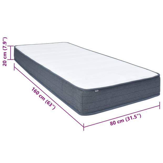 vidaXL Boxspringmatras 160x80x20 cm stof