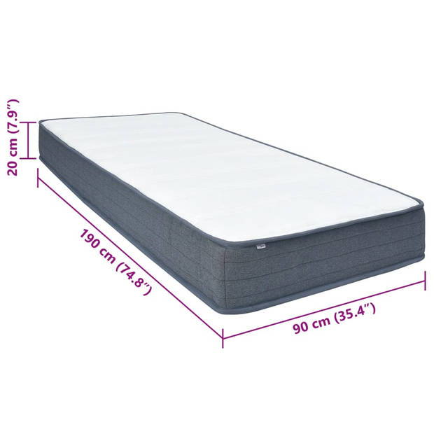 vidaXL Boxspringmatras 190x90x20 cm stof