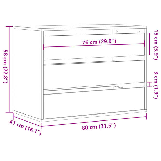 vidaXL Ladekast 80x41x58 cm bewerkt hout wit