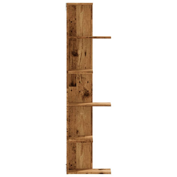 vidaXL Hoekwandschap 36,5x36,5x140 cm bewerkt hout out houtkleurig
