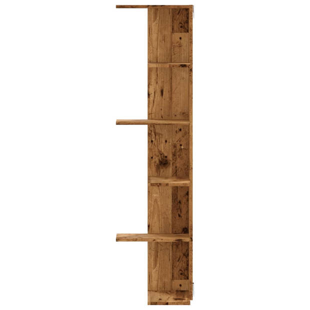 vidaXL Hoekwandschap 36,5x36,5x140 cm bewerkt hout out houtkleurig
