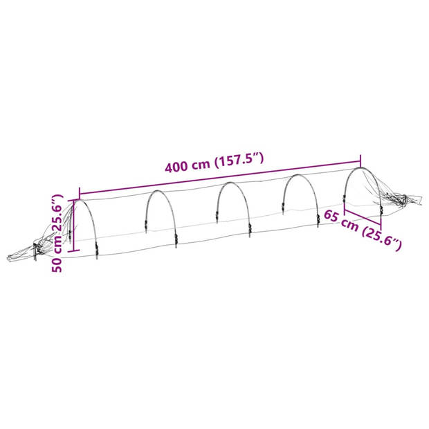 vidaXL Kweektunnels 4 st 1,5x5 m glasvezel en polypropeen