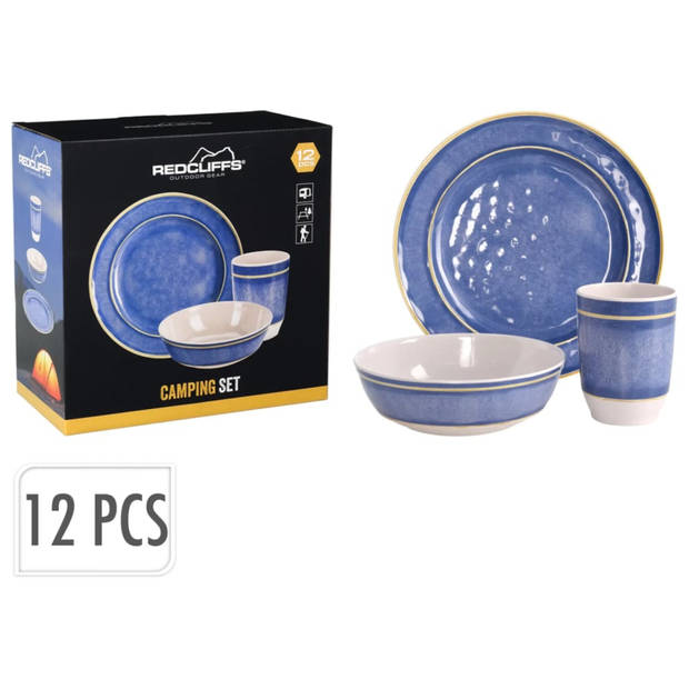 Redcliffs 12-delige Campingserviesset melamine blauw