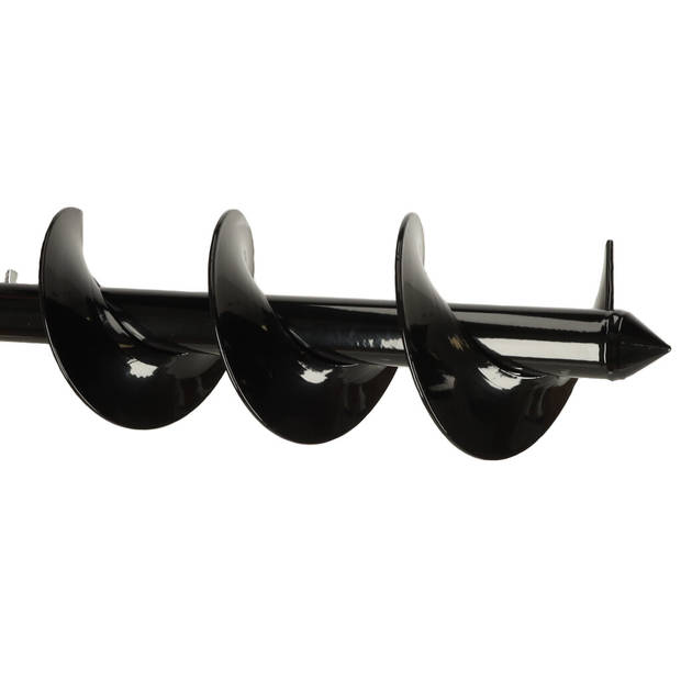 Ikonka zwarte Grondboor met rubberen handvat - boordiameter 10 cm totale lengte 60 cm