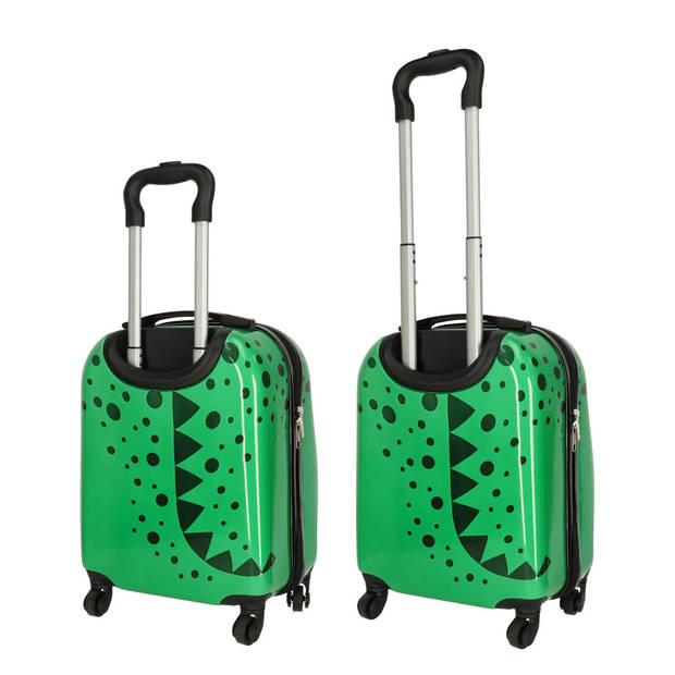 Ikonka lichtgewicht reis koffer voor kinderen - Handbagage - Krokodil - Groen