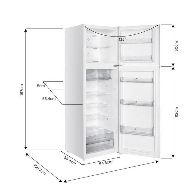 Continental Edison Koel- en vriescombinatie - 247L - Total No Frost - Wit - L54,5 cm x H167 cm