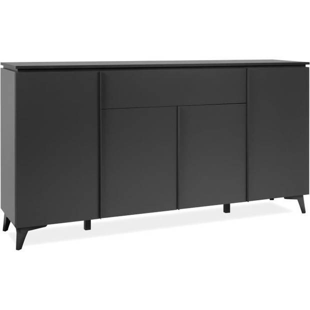 Bertrix 51A dressoir - Leisteen/antraciet decor - 4 deuren en planken - 1 centrale lade