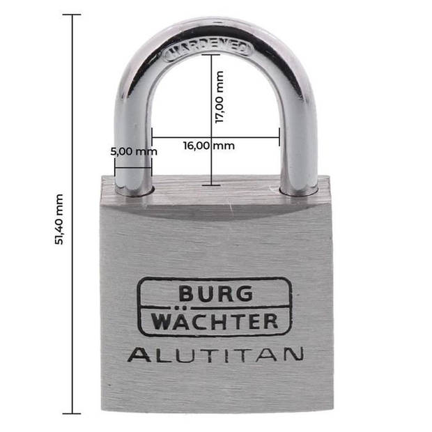 Set van 2 hangsloten - BURG WACHTER - DUO 770 30 SB - 30 mm Alutitan, dubbele vergrendeling, anti-picking