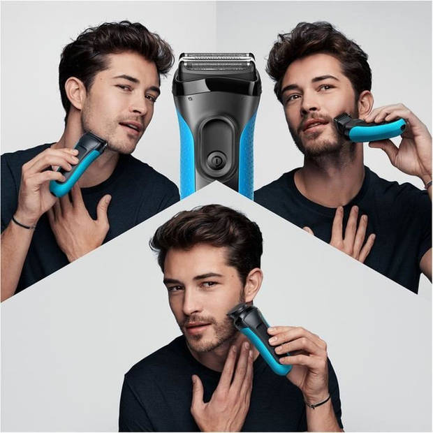 Elektrisch baardscheerapparaat voor heren - BRAUN - Series 3 Shave & Style 3010BT - Wet & Dry-technologie - Zwart/Blauw