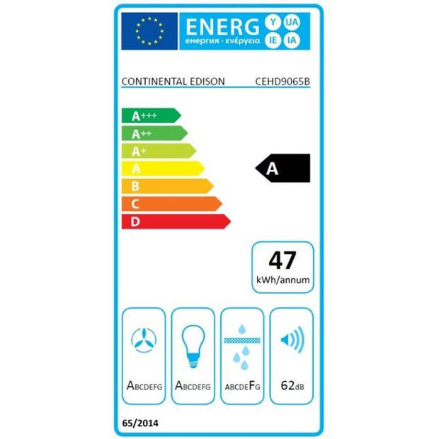 CONTINENTAL EDISON CEHD9065B Zwarte decoratieve kap - L90 cm