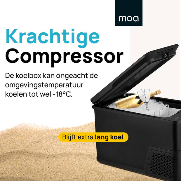 MOA Compressor Koelbox Elektrisch 12V en 230 volt - Coolbox - 38L - voor auto en camping - Vriezen tot -18°C - Frigobox