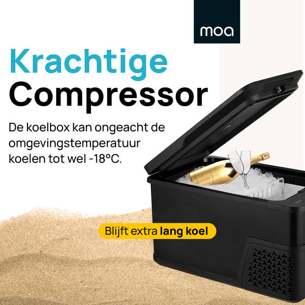 MOA Compressor Koelbox Elektrisch 12V en 230 volt - Coolbox - 21L - voor auto en camping - Vriezen tot -18°C - Frigobox